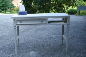 gray desk after